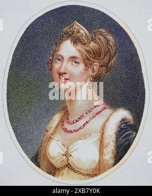 Maria Luisa, Kaiserin der Franzosen, Herzogin von Parma, Piacenza und Guastalla, 1791–1847. Zweite Frau von Napoleon I. Kupferstich von Heath., digital restaurierte Reproduktion von einer Vorlage aus dem 19. Jahrhundert, data record non dichiarata Foto Stock