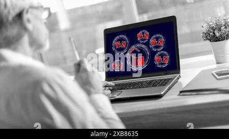 Schermo del portatile che visualizza un concetto di spam Foto Stock