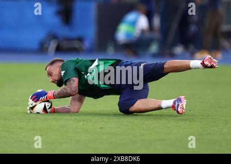 Gianluigi Donnarumma in azione durante l'amichevole tra Italia e Bosnia ed Erzegovina allo Stadio Carlo Castellani il 9 giugno 2024 a Empoli, Italia. Foto Stock