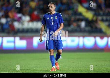 Davide Frattesi in azione durante l'amichevole tra Italia e Bosnia ed Erzegovina allo Stadio Carlo Castellani il 9 giugno 2024 a Empoli, Italia. Foto Stock