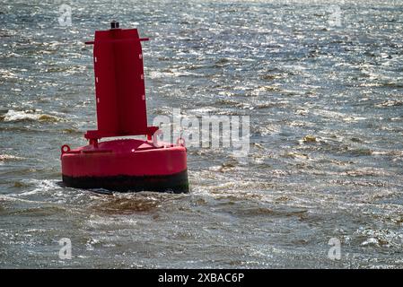 Boa di navigazione in acque scintillanti. Foto Stock