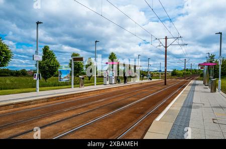 Stazione DEL TRAM Ingliston Park & Ride, vicino a Edimburgo, Scozia Foto Stock