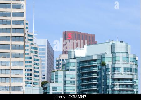 Toronto, ONTARIO, Canada – 11 settembre 2023: Il logo e il marchio dello stadio Scotiabank Arena nel centro di Toronto Foto Stock