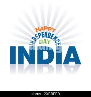 Buon poster India del giorno dell'indipendenza. 15 agosto giorno dell'indipendenza India celebrazione modello di biglietto d'auguri. Post sui social media per le vacanze in India. Illustrazione Vettoriale