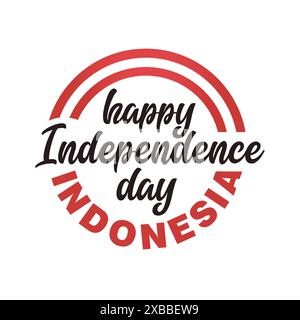 Celebrazione del giorno dell'indipendenza dell'Indonesia il 17 agosto. Scritta disegnata a mano del poster, striscione, biglietto d'auguri dell'Indonesia del giorno dell'indipendenza. Illustrazione Vettoriale