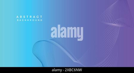 Cielo astratto blu-viola tecnologia digitale del futuro sfondo geometrico lineare. Sfumatura rosa-blu linee ondulate sfondo banner Web Illustrazione Vettoriale