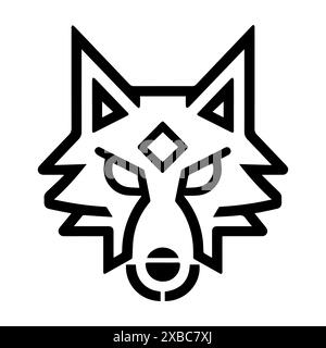 Logo Fox Gear o icona di linea moderna. Grafica a linee vettoriali e design a icone con un contorno audace. Bianco e nero simbolo minimalista Pixel Perfect per isolare il bianco Illustrazione Vettoriale