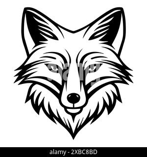 Logo Fox Heraldic o icona linea moderna. Grafica a linee vettoriali e design a icone con un contorno audace. Bianco e nero simbolo minimalista Pixel Perfect isolano wh Illustrazione Vettoriale