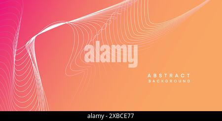 Sfondo lineare geometrico arancione astratto, giallo rosa, tecnologia Future. Sfumatura rossa, arancione, viola linee ondulate sfondo banner Web Illustrazione Vettoriale