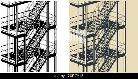 Illustrazioni vettoriali stilizzate di un primo piano della piattaforma di un impianto Illustrazione Vettoriale