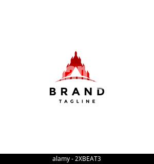 Lettera iniziale A Logo Design con effetto Sharp Gear. Simbolo geometrico del logo Volcano. Illustrazione Vettoriale