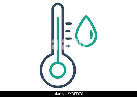 Icona dell'acqua calda. temperatura con goccia d'acqua. Icona relativa al riscaldamento. stile icona linea. illustrazione vettoriale elementi acqua Illustrazione Vettoriale