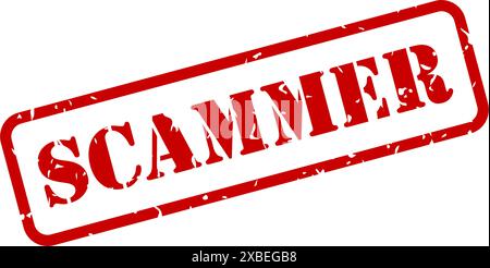 Stencil a scammer con scritta in gomma rossa come vettore isolato Illustrazione Vettoriale