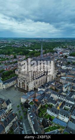 Foto drone cattedrale di Amiens francia europa Foto Stock