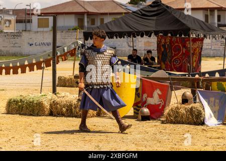 Capitulaciones festività medievali a santa fe, Granada combattono lo spettacolo di battaglia Foto Stock