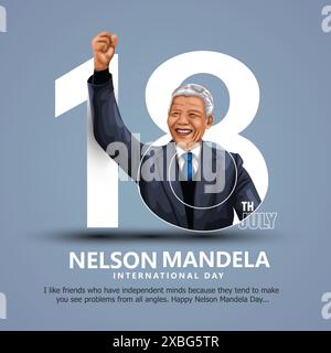 Happy Nelson Mandela International Day 18 luglio astratto disegno illustrativo vettoriale Illustrazione Vettoriale