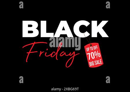 Sconti Black Friday 70% con grandi immagini vettoriali di vendita Illustrazione Vettoriale