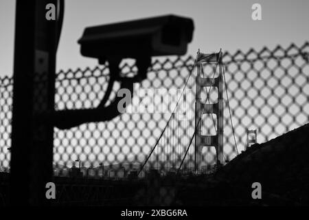 Telecamera di sorveglianza vicino al Golden Gate Bridge a San Francisco. Foto Stock