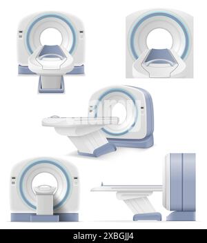 macchina scanner tc rm per la ricerca medica e illustrazione del vettore di rilevamento delle malattie isolato su sfondo bianco Illustrazione Vettoriale