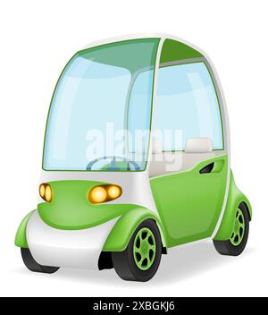 auto da città ecologica alimentata da un'illustrazione vettoriale di energia elettrica isolata su sfondo bianco Illustrazione Vettoriale