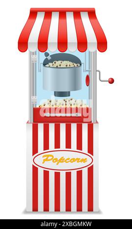 illustrazione del vettore dello spuntino dolce della macchina per preparare popcorn isolata su sfondo bianco Illustrazione Vettoriale