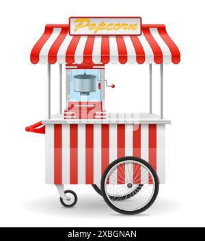 illustrazione del vettore dello spuntino dolce della macchina per preparare popcorn isolata su sfondo bianco Illustrazione Vettoriale