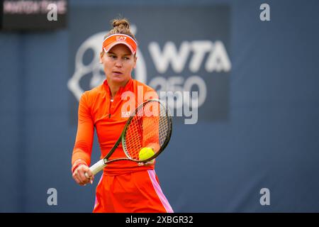 'S-HERTOGENBOSCH, PAESI BASSI - 12 GIUGNO: La Russia Veronika Kudermetova partecipa al primo turno femminile contro la Cina Zhuoxuan Bai il giorno 3 del Libema Open Grass Court Championships all'Autotron il 12 giugno 2024 a 'S-Hertogenbosch, Paesi Bassi (foto di Rene Nijhuis/Agenzia BSR) credito: Agenzia BSR/Alamy Live News Foto Stock