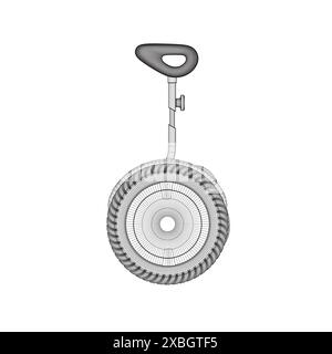 Illustrazione vettoriale Contour Gyroscooter. Cartoon ha isolato il trasporto elettrico intelligente personale, moderno veicolo ecologico con batteria e due ruote per la città Illustrazione Vettoriale