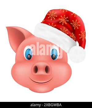 illustrazione vettoriale dell'adesivo emoji del muso di maiale isolata su sfondo bianco Illustrazione Vettoriale