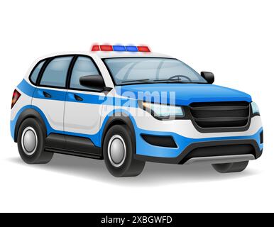 illustrazione vettoriale di auto della polizia isolata su sfondo bianco Illustrazione Vettoriale
