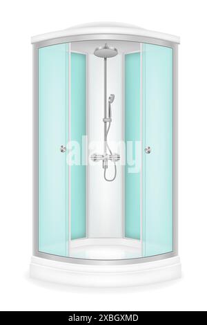 cabina doccia con porte in vetro illustrazione vettoriale isolata su sfondo bianco Illustrazione Vettoriale