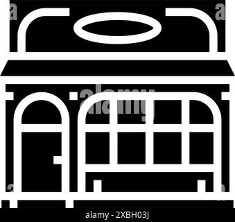 illustrazione vettoriale dell'icona del glifo del caffè del cibo di strada creperie Illustrazione Vettoriale