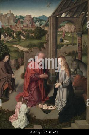 Opera d'arte d'epoca The Nativity, 148590 circa. Gerard David (olandese Foto Stock