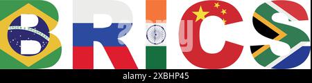 BRICS - Associazione di 5 paesi: Brasile, Russia, India, Cina e Sud Africa - illustrazione vettore Illustrazione Vettoriale