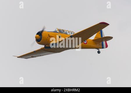 North American T-6 Texan al le Temps Des Helices Air Show 2024 a la Ferte-Alais, Francia Foto Stock