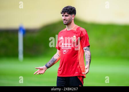 Weiler Simmerberg, Germania. 12 giugno 2024. Calcio, preparazione per UEFA Euro 2024, formazione Ungheria, Dominik Szoboszlai prende parte alla formazione della nazionale ungherese. Credito: Tom Weller/dpa/Alamy Live News Foto Stock