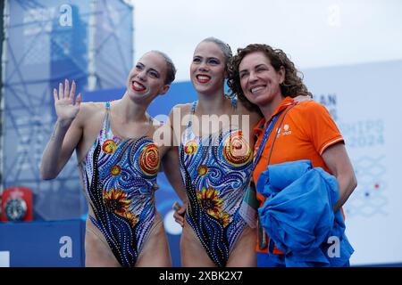 BELGRADO, SERBIA - 12 GIUGNO: Bregje de Brouwer dei Paesi Bassi, Noortje de Brouwer dei Paesi Bassi durante il terzo giorno dei Campionati europei di acqua 2024 il 12 giugno 2024 a Belgrado, Serbia. (Foto di Nikola Krstic/BSR Agency) Foto Stock