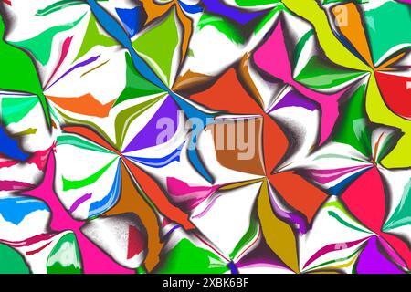 Un colorato dipinto astratto con molti colori e forme diversi. Il dipinto è pieno di energia e movimento, con i colori che si mescolano e si sovrappongono Foto Stock