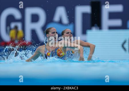 BELGRADO, SERBIA - 12 GIUGNO: Bregje de Brouwer dei Paesi Bassi, Noortje de Brouwer dei Paesi Bassi durante il terzo giorno dei Campionati europei di acqua 2024 il 12 giugno 2024 a Belgrado, Serbia. (Foto di Nikola Krstic/BSR Agency) Foto Stock