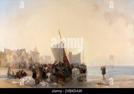 Un mercato del pesce vicino a Boulogne. Richard Parkes Bonington. 1824. Foto Stock