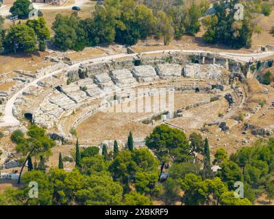 L'Anfiteatro Romano di Siracusa è una delle costruzioni più rappresentative dell'epoca imperiale romana. Foto Stock