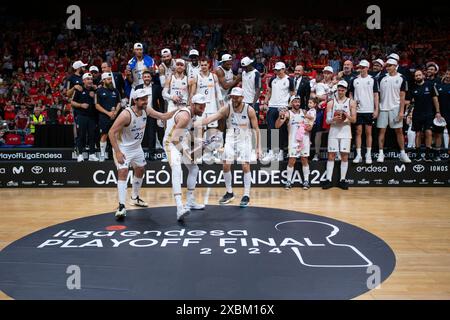 Real Madrid, campione del campionato 23-24, UCAM Murcia CB vs UNICAJA Baloncesto Málaga, acb, Endesa Basketball League, terza partita finale di playoff, Palacio de Deportes de Murcia regione di Murcia Spagna 12 giugno 2024 Foto Stock