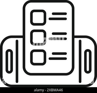 Icona del profilo di uno smartphone che visualizza un sondaggio online, che simboleggia le ricerche di mercato e la raccolta dei dati Illustrazione Vettoriale