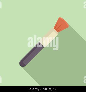 Pennello per il trucco che diffonde le fondamenta su sfondo verde in stile piatto Illustrazione Vettoriale