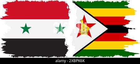 Zimbabwe e Siria grunge bandiere connessione, vettore Illustrazione Vettoriale
