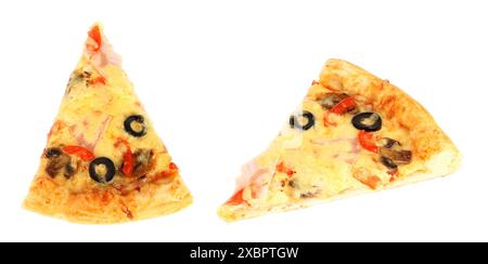 Set di Pizza Cut Off Slices, isolata su sfondo trasparente Foto Stock
