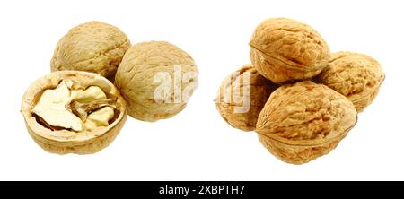 Set di noci, isolati su sfondo trasparente Foto Stock