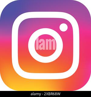 Icona dell'app mobile per social media meta Instagram su sfondo bianco, illustrazione vettoriale. Instagram è un servizio di social networking per la condivisione di foto e video Illustrazione Vettoriale