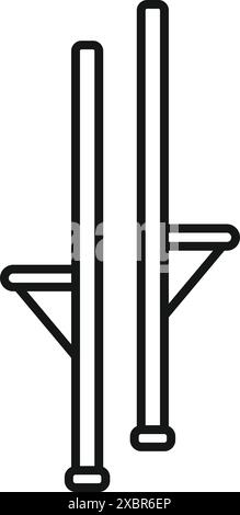 Semplice icona line art di un paio di palafitte, perfetta per rappresentare gli atti circensi o l'equilibrio Illustrazione Vettoriale