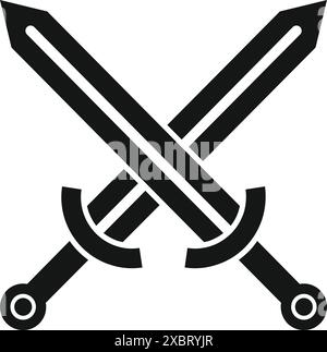 Questa semplice icona di due spade incrociate è perfetta per rappresentare la battaglia, la guerra o il conflitto Illustrazione Vettoriale